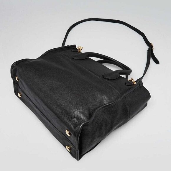 Gucci Black Pebbled Leather Small Logo Tote Bag - Picture 2 of 12